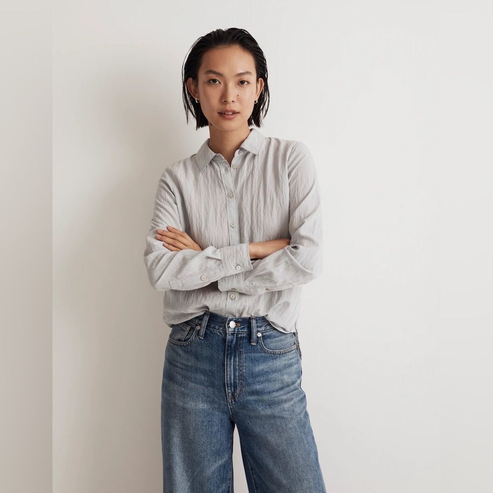 NWT Madewell Crinkled Button-Up Shirt size S
